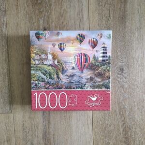 Cardinal Puzzle Balloons Over Cottage Cove 1000 Piece Jigsaw Puzzle NWT NIB
